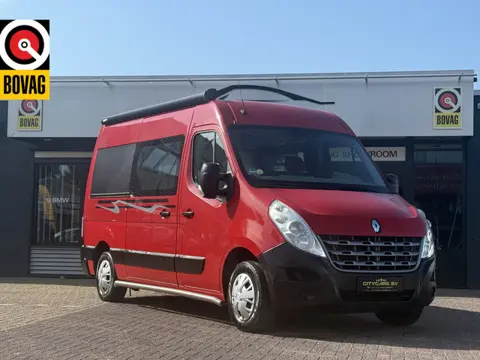 Renault Master automaat buscamper zeer luxe inbouw dwarsbed airco cruise ctr camera navi luifel zonn
