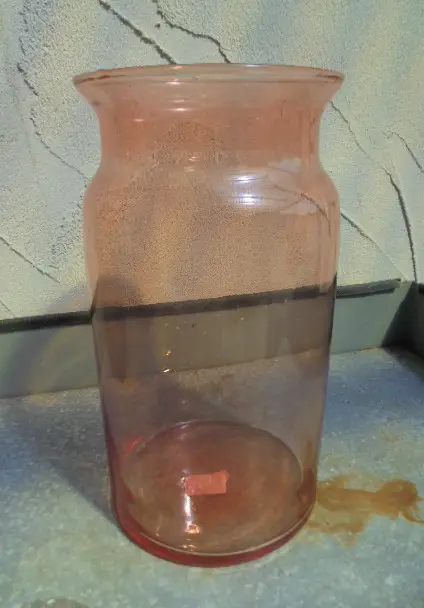 VAAS GLAS MELKBUS OUDROZE 29 CM DIA 16 CM NIEUW