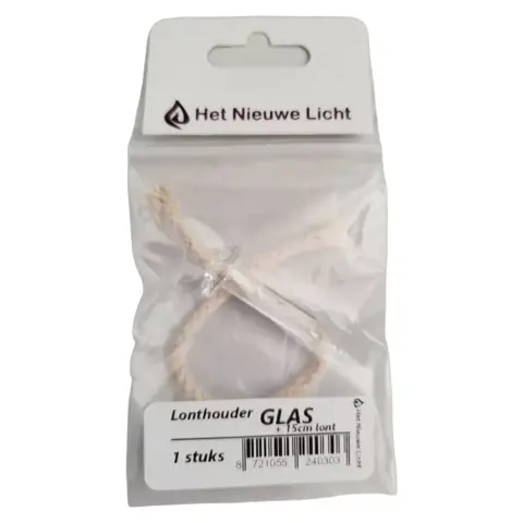 Olielamp Lonthouder Glas + 15 cm Lont