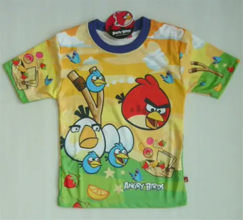 Angry Birds T-Shirt - maat 104 geel / blauw * nieuw