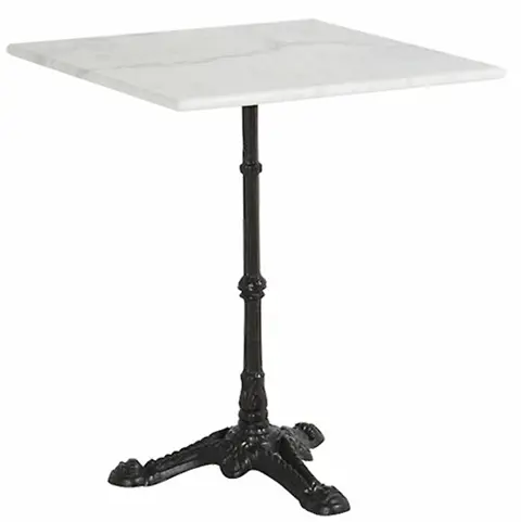 Vierkante marmer tafel met gietijzer onderstel - nieuw