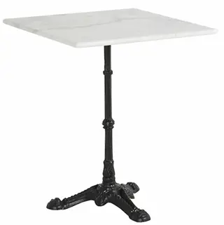 Vierkante marmer tafel met gietijzer onderstel - nieuw