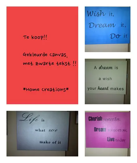 Gekleurd Canvas doek met tekst