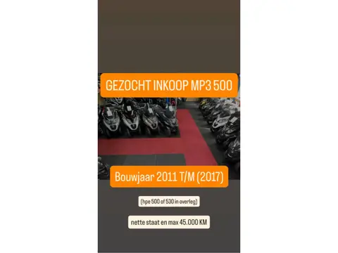 Piaggio MP3 / GEZOCHT INKOOP MP3 500 (automaat)