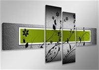Nieuw canvas schilderij 4-luik Abstract Groen 160 x 70 cm