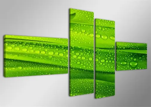 Nieuw canvas schilderij 4-luik Groene Bladen 160 x 70 cm
