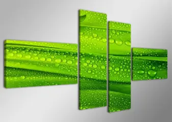 Nieuw canvas schilderij 4-luik Groene Bladen 160 x 70 cm