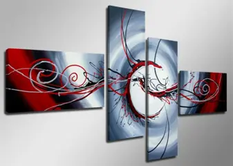 Nieuw canvas schilderij 4-luik Abstract Zilver 160 x 70 cm