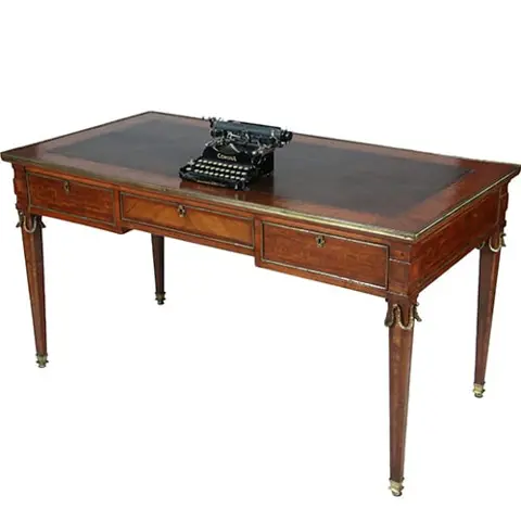 Frans bureau plat Napoleon III fraai brons en veel inlegwerk ca 1860