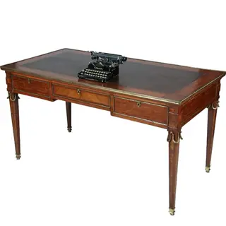 Frans bureau plat Napoleon III fraai brons en veel inlegwerk ca 1860