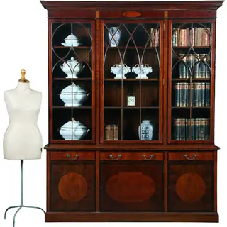 Engels mahonie 6-deurs Bibliotheekkast of porseleinkast rijk ingelegd