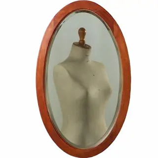 Facet geslepen spiegel ovaal in mahoniehouten lijst 1900  horizontaal/verticaal gebruik