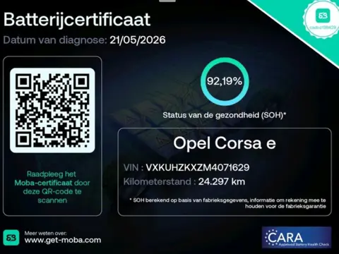 Opel Corsa-e Elegance 50 kWh 11kW 3FASE 92% SOH CAMERA CARPLAY PDC
