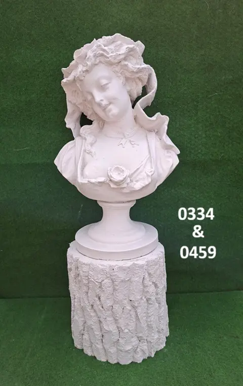 Borstbeeld vrouw met zuil boomstam. nr 0334 & 0459.