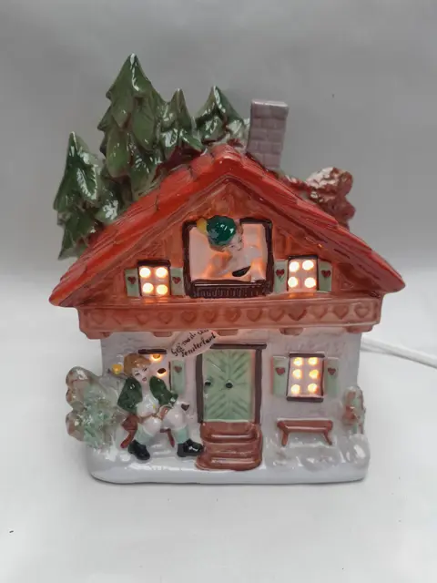 Vintage Lippelsdorf porseleinen huis met verlichting - Wagner & Apel - Duitsland DDR