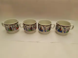 Vintage Weidmann Italy Geisha - Demitasse - porselein kopjes - koffiedrinken - set van 4