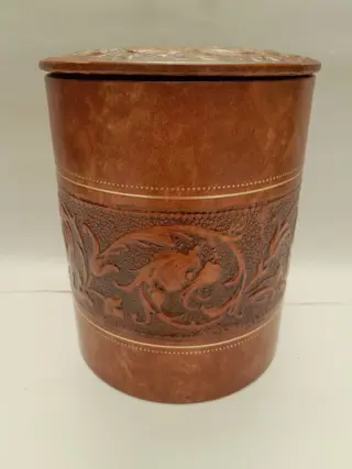 Vintage lederen tabakspot  - Italië