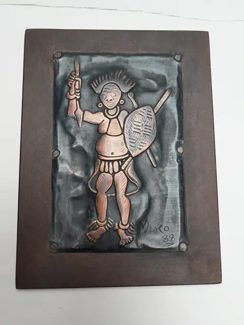 Embossed Copper Tribal Art  Plaque   - Muko 88
