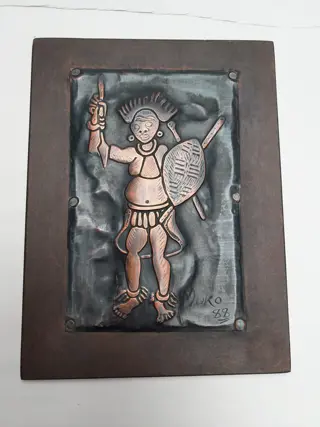 Embossed Copper Tribal Art  Plaque   - Muko 88