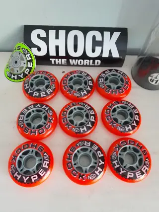 Vintage Hyper Shock Inline Skate wheels Roller Blade, set of 9, 76mm 81A - nos NEW