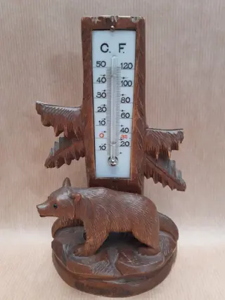 Black forest houten thermometer met beer - St. Moritz