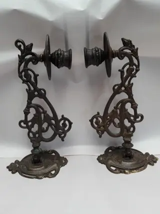piano kandelaars - messing - wandkandelaars - art nouveau - set van 2