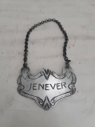 Antique Silver Jenever Decanter Label - Dutch