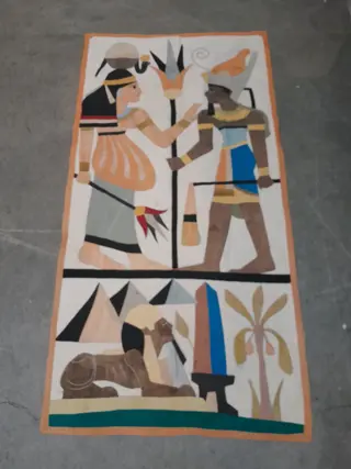 Vintage Egyptian Appliqué hand stitched wall hanging home decor