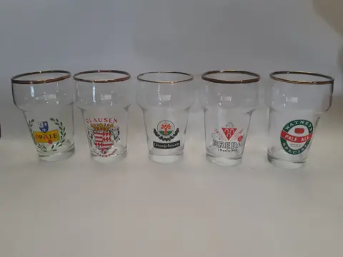 set van 5 vintage bierglazen - jaren 60
