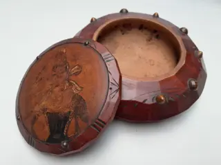vintage houten juwelendoos - snuifdoos - gesigneerd - Frankrijk