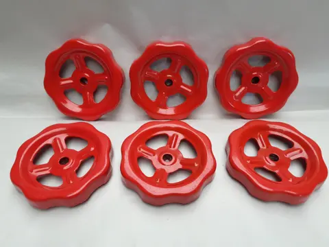 Vintage handgreep - kraanwiel - brandkraan - handwiel - rood - brandweer decoratie - set van 6