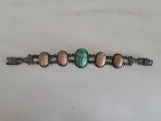 Vintage Egyptische zilveren armband met scarabees