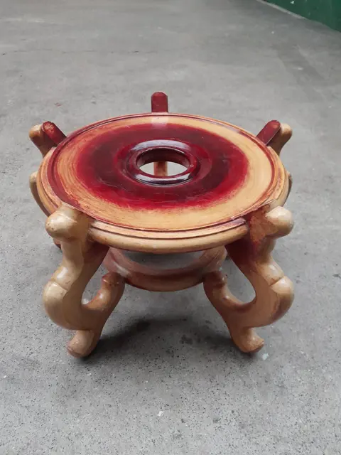 Vintage large wooden Asian pedastal jardiniere stand