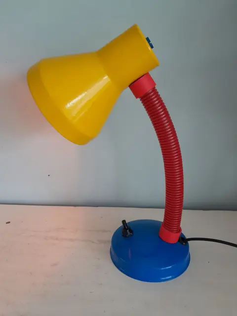 Vintage Memphis Style, Desk Lamp, Dutch Design ca 60s, Red, Yellow, Blue 1980s