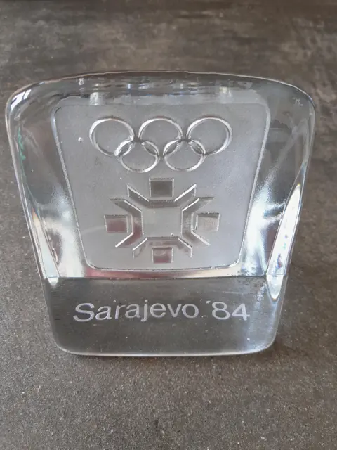 Presse Papier Sarajevo 84 Olympische Spelen - glas