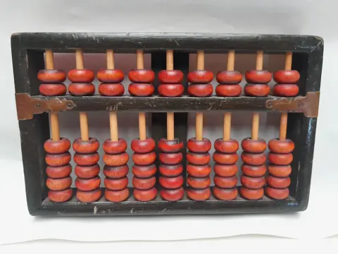 Chinese houten originele grootte Abacus - vintage telraam - jaren 1970 vintage