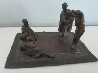 antiek bronzen sculptuur att. Franz Bergman - oosterse voorstelling met naakte vrouw - Wenen Oostenrijk