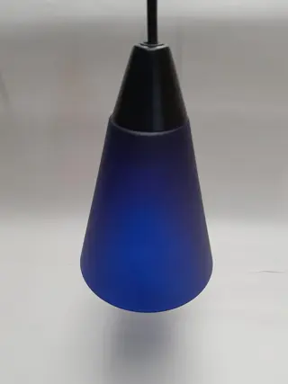 vintage hanglamp blauw glas - 80s - hema