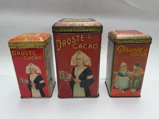 Vintage Droste Cacao blikjes - set van 3 - Nederlands