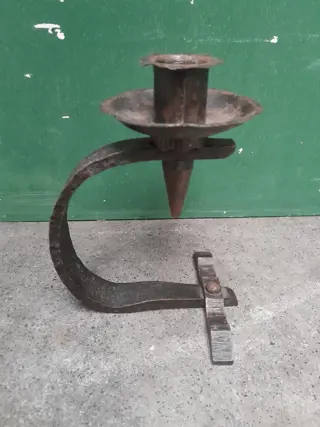 vintage cast iron candle holder - brutalist