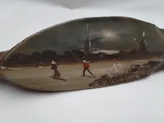 Antique Dutch wooden ice skate painting - Nederland