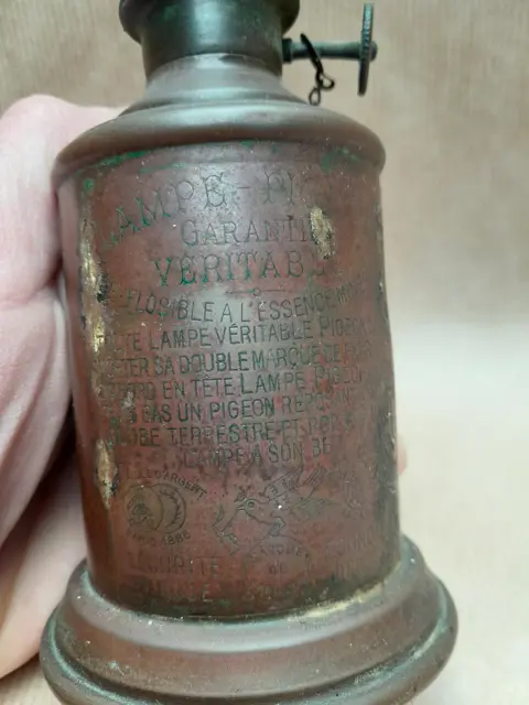 oude messing duivenlamp - olielamp - Frankrijk