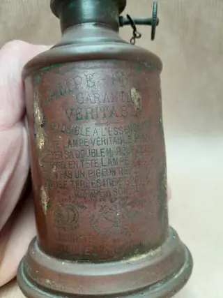 oude messing duivenlamp - olielamp - Frankrijk