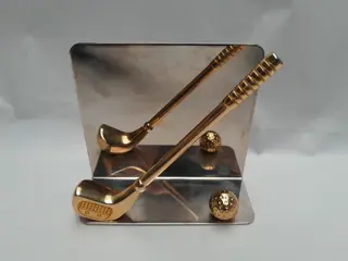 Vintage brass golf memo holder