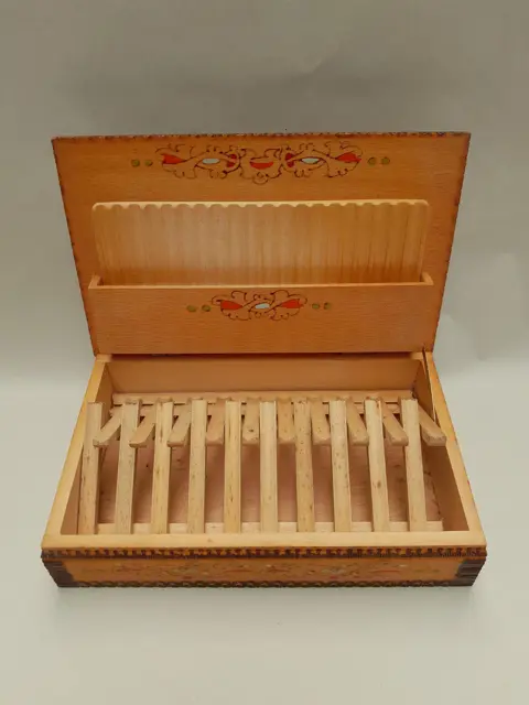 Vintage sigarettendoos - handgemaakte houten kist - jaren 70