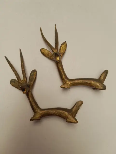 Vintage messing Gazelle beelden - messenleggers - set van 2