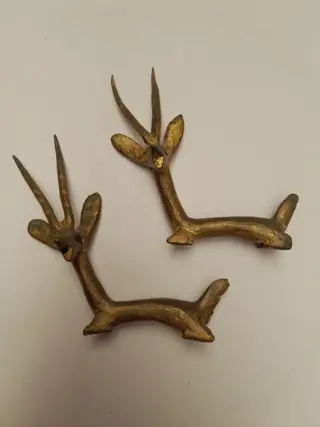 Vintage messing Gazelle beelden - messenleggers - set van 2