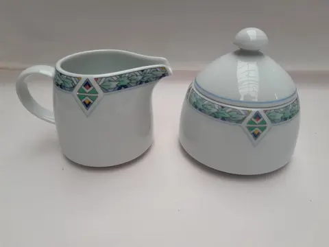 Postmodern sugar bowl and creamer pitcher - Arzberg - Memphis - 80s
