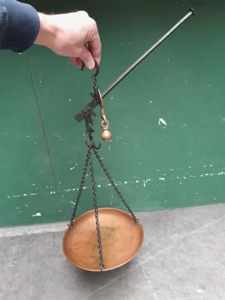 Vintage French Balance Scale Brass Iron Hanging Antique