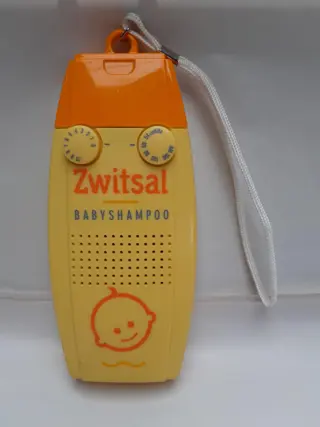 Zwitsal babyshampoo pocket radio AM - reclame radio shampoo fles